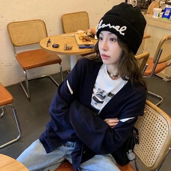 Classic popular Chanel knit cap replica logo cashmere black she94529