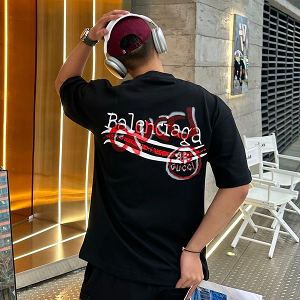 ★Popular in Japan! Gucci x Balenciaga collaboration copy crew neck T-shirt guv58011 ★Popular in Japan! Gucci x Balenciaga collaboration copy crew neck T-shirt guv58011