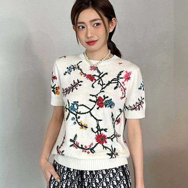 Cute floral cashmere Dior floral sweater replica dej60062