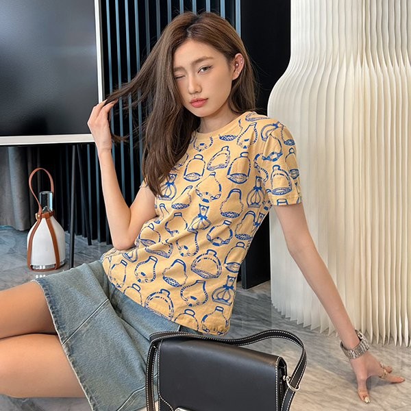 New color ☆ Rare Hermes printed T-shirt replica erz82368