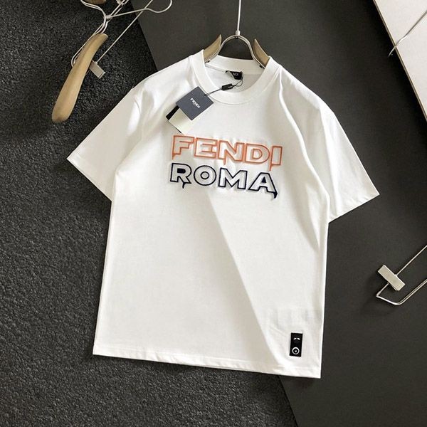 Very popular all over the world? Fendi replica cotton T-shirt with embroidered logo, 2 colors, few37556