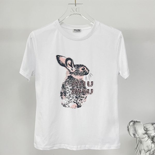 Free shipping Miu Miu replica embroidered cotton T-shirt myv33585