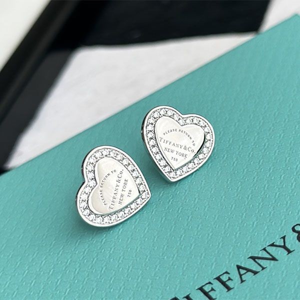 Luxury brand Tiffany heart tag stud earrings replica Tib44688