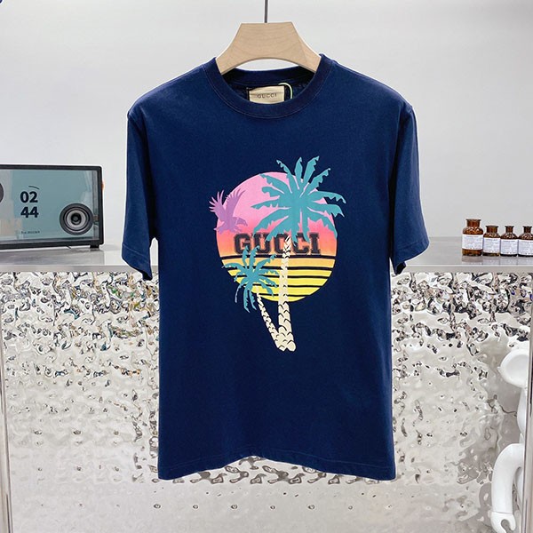 Very popular!! New color Gucci palm print cotton T-shirt copy gug36186 Very popular!! New color Gucci palm print cotton T-shirt copy gug36186