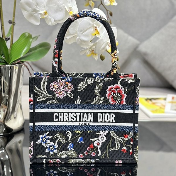 Large capacity!! Dior book tote replica Dior petites fleurs embroidery deb77065
