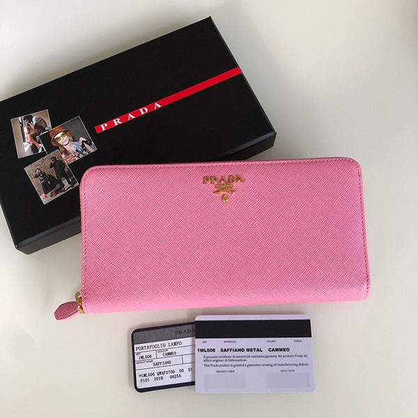 Rare Prada Saffiano Leather Zip Around Long Wallet Replica puo80424