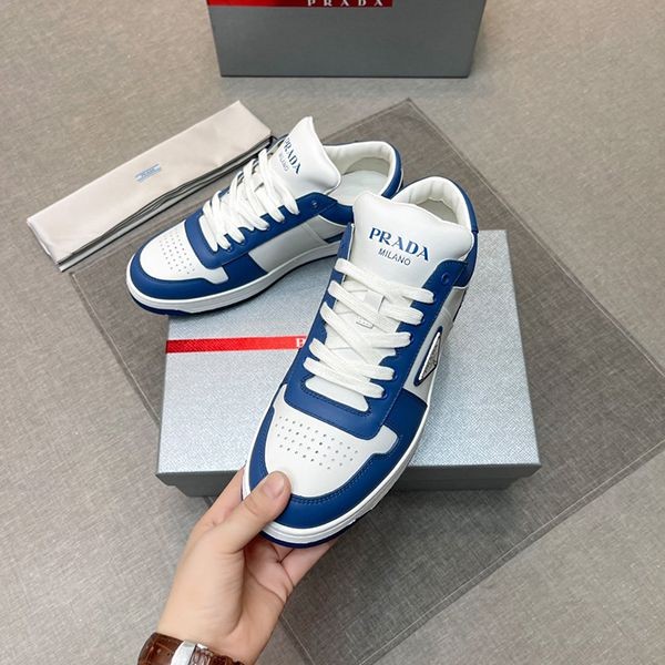 New Spring Collection Prada Downtown Leather Sneakers Replica pun43079