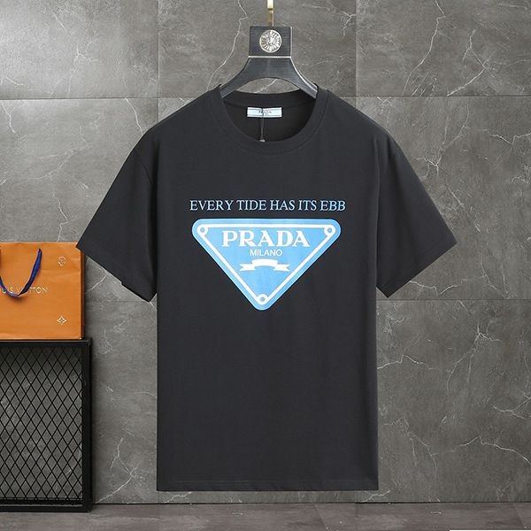 Popular Prada simple embroidered logo cotton T-shirt fake pus41255