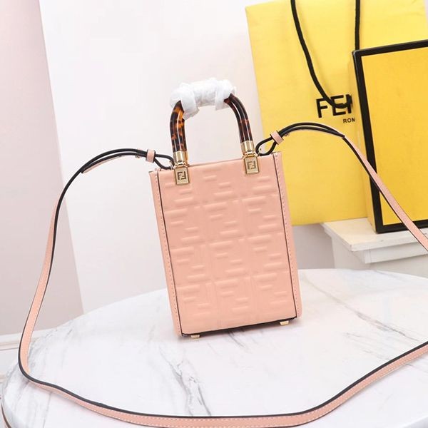 Cute Fendi replica Sunshine Shopper FF pattern leather mini bag fey94469