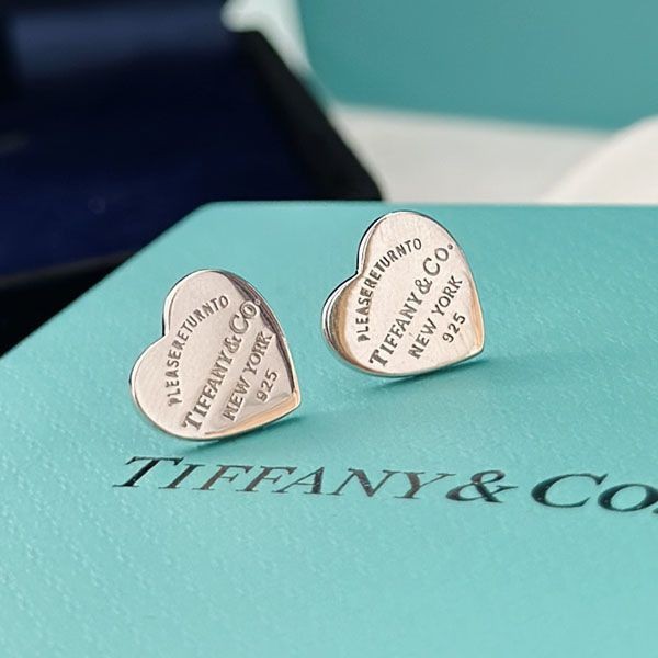 Perfect as a gift Tiffany RTT heart replica earrings mini silver Tid03179