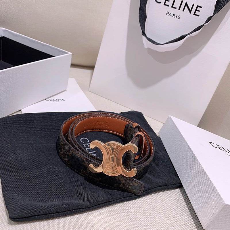 ★Japan!! Popular! Celine☆Triomphe Medium Calfskin Belt Replica Cem49907