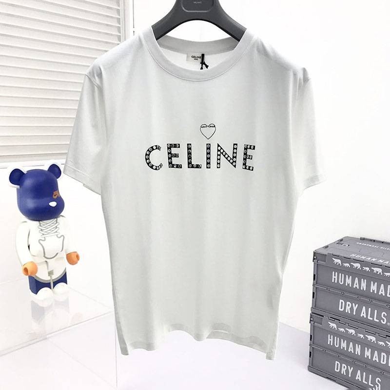 Best Price Celine Artist Print T-Shirt Replica / Cotton White Cec87975