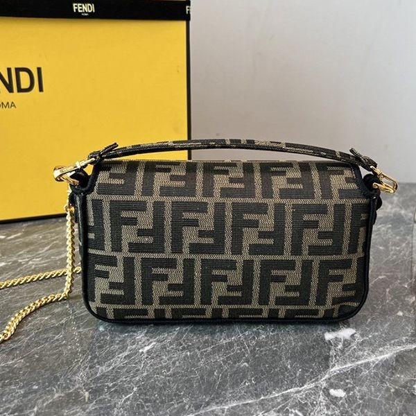 Fendi Baguette Replica Mini Brown Fabric Bag fey88741