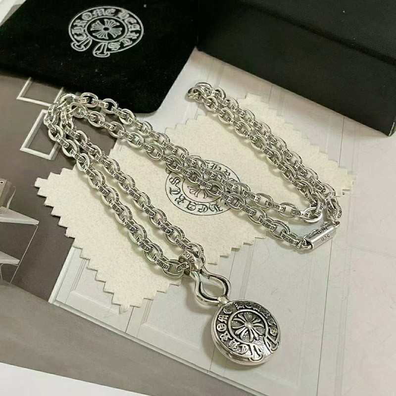 Hard to find Chrome Hearts necklace fake invoice medal charm & chain set Kuy73647