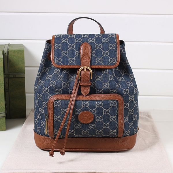 [Very convenient] Gucci backpack with interlocking G, fake bag guu05526