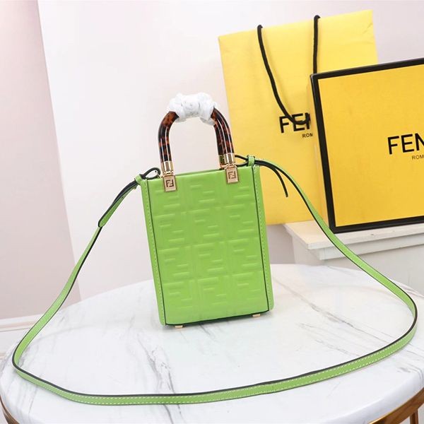 The hot topic! Fendi Sunshine Shopper FF pattern leather mini bag fake fek19106