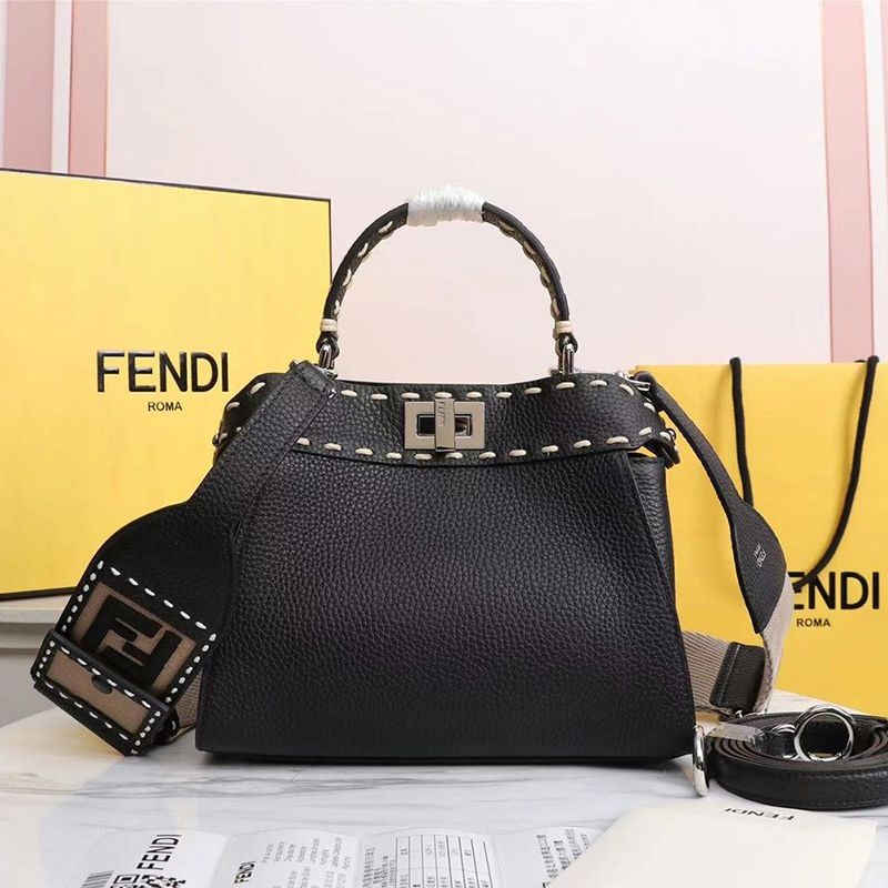Extremely rare! Fendi Peekaboo replica mini full grain leather bag fea21252