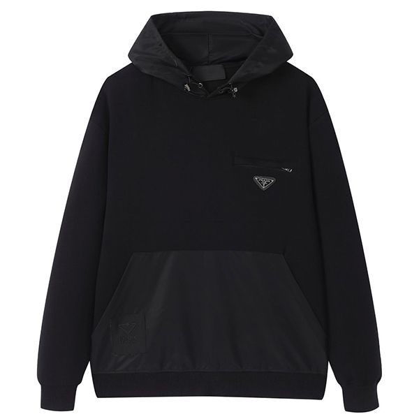 Free shipping Prada logo embossed hoodie replica puv72913