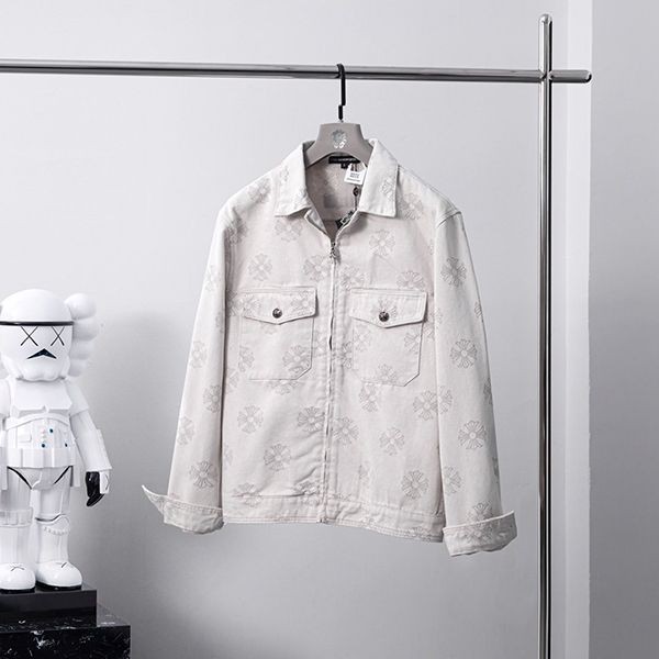 High quality ??? Chrome Hearts replica floral cross denim jacket Kuv91203