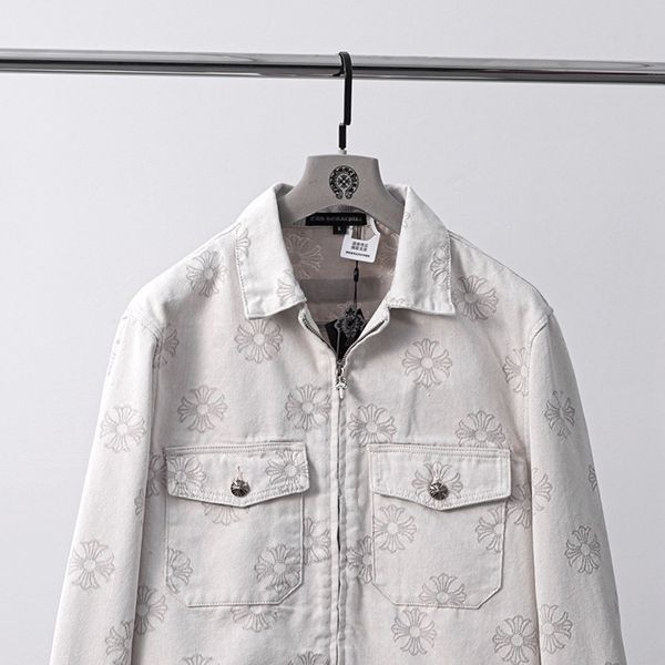 High quality ??? Chrome Hearts replica floral cross denim jacket Kuv91203