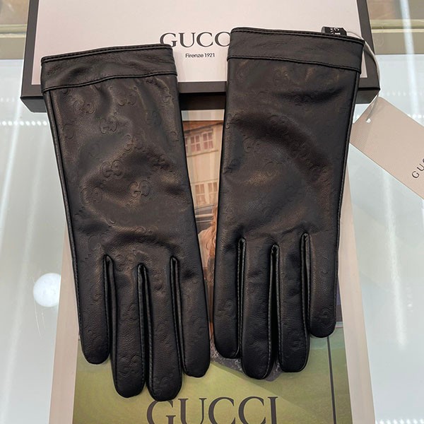 Gucci GG logo leather gloves replica guu52630 Gucci GG logo leather gloves replica guu52630