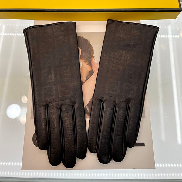 Fendi Replica Logo Black Lamb Leather Gloves feb19158