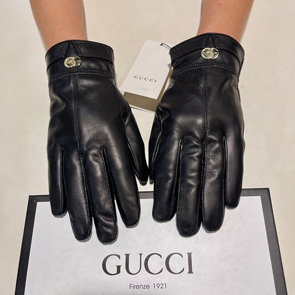 Sold out Gucci GG logo leather gloves replica gul35914