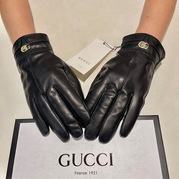 Sold out Gucci GG logo leather gloves replica gul35914