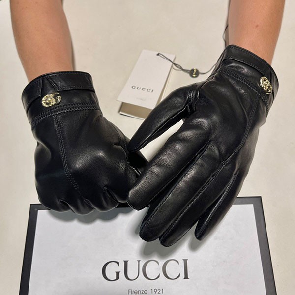 Sold out Gucci GG logo leather gloves replica gul35914