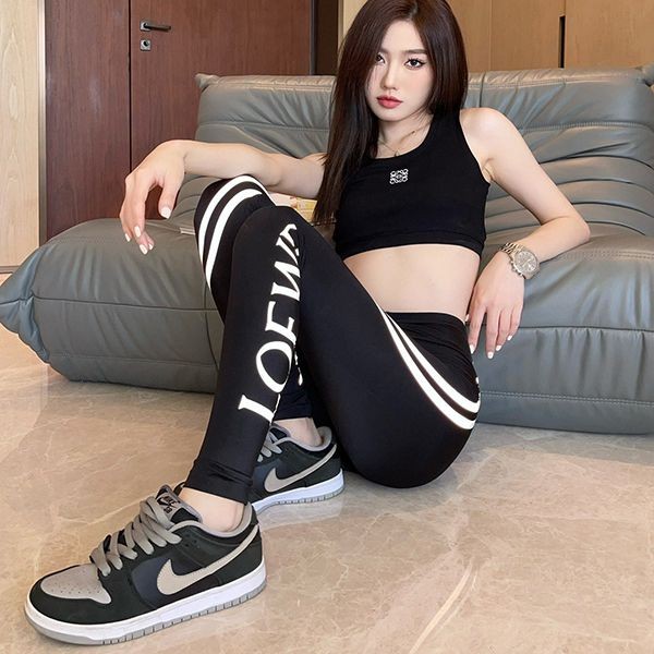 Eye-catching colors [Loewe fake] High-waisted jersey leggings in 2 colors lok97795