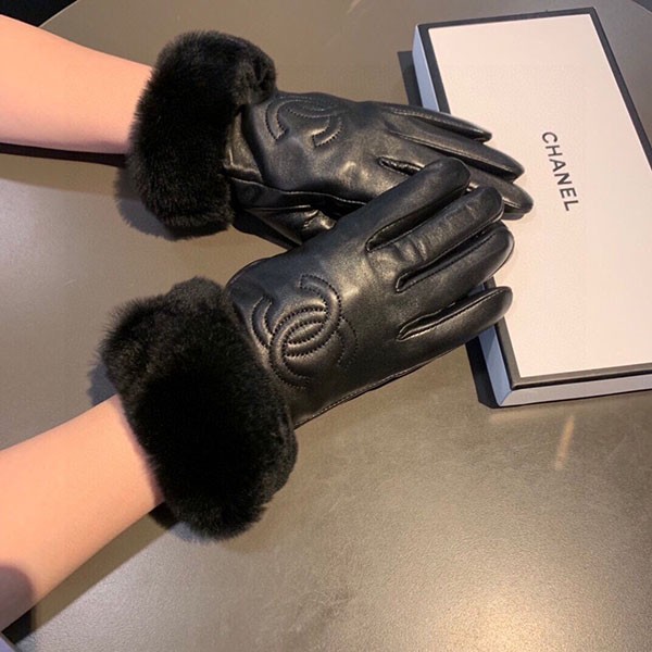 Chanel logo leather gloves replica shu33936