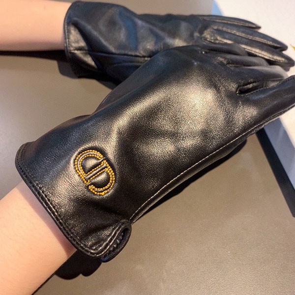 High quality Dior CD black lamb leather gloves replica def46715