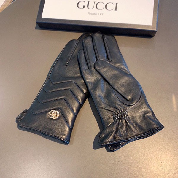 Immediate delivery [Gucci replica] [GG Marmont] Chevron leather gloves gum76316
