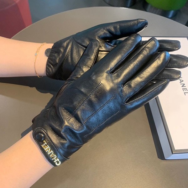 chanel logo leather gloves replica shj39120