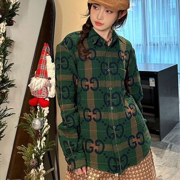 Gucci GG Tartan Check Wool Shirt Replica guz50681 Gucci GG Tartan Check Wool Shirt Replica guz50681