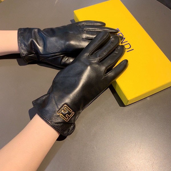 Fendi logo black lamb leather gloves replica fer70863 Fendi logo black lamb leather gloves replica fer70863