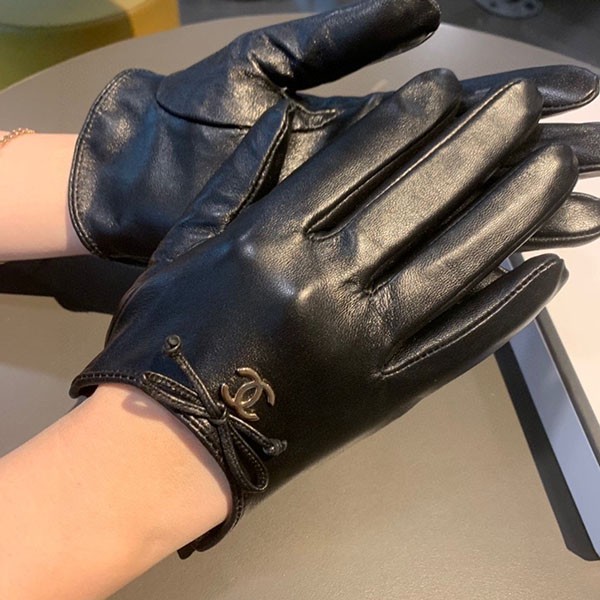 Chanel logo leather gloves replica sha16246