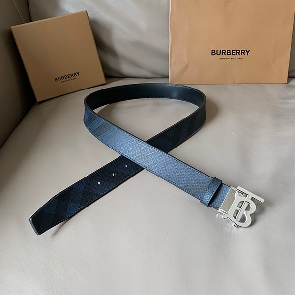 Burberry Replica Reversible Charcoal Check & Leather TB Belt Bau30243