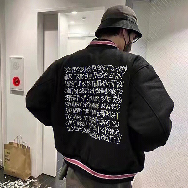 Stussy Replica S Talk Melton Varsity Jacket suo21112