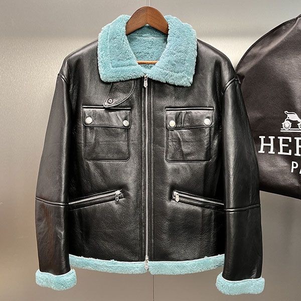 Hermes aviator style leather jacket replica erh34841