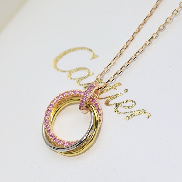 Cartier Trinity Replica Necklace Pink Diamond kaw08756