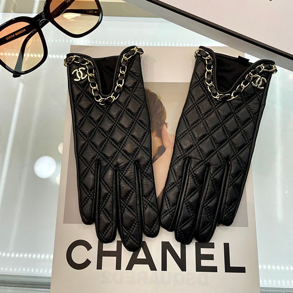 The hot topic! Chanel Caviar fake leather gloves shk72007