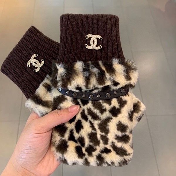 chanel logo cashmere fingerless gloves replica shs34011