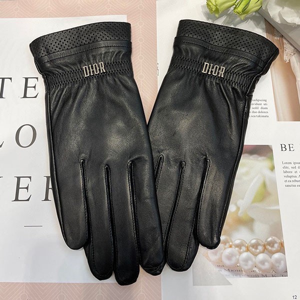 Dior Black Lamb Leather Gloves Replica DEH00860