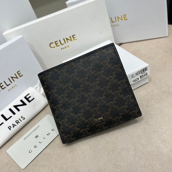 [Not available in Japan] Replica Celine Triomphe Canvas Bi-fold Wallet 10B652BQB38NO