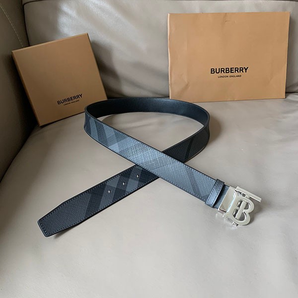 Burberry Replica Reversible Charcoal Check & Leather TB Belt Bab87259