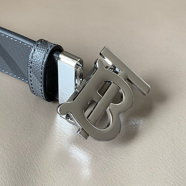 Burberry Replica Reversible Charcoal Check & Leather TB Belt Bab87259