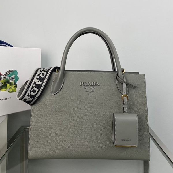 Eye-catching color Prada monochrome saffiano leather tote bag replica puf09456