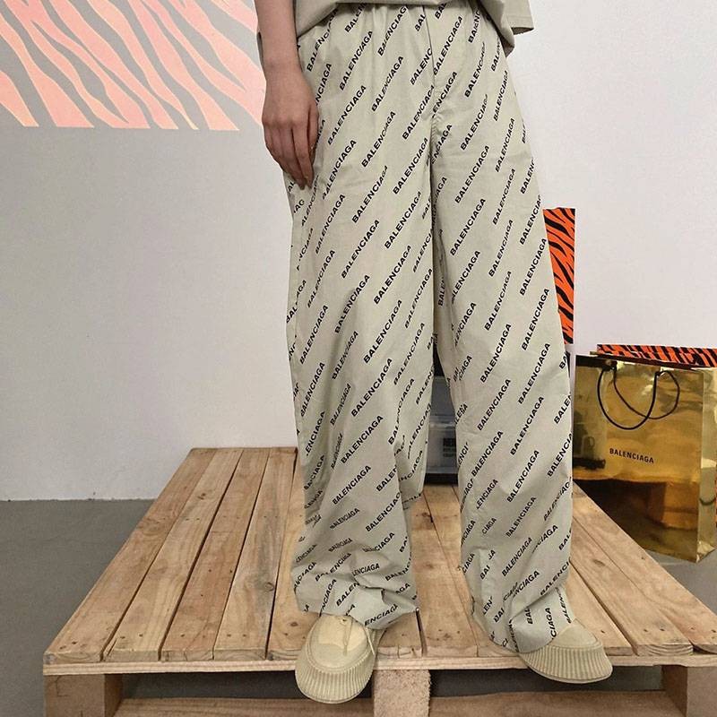 Super hot! Balenciaga pants replica black with logo print bay93986