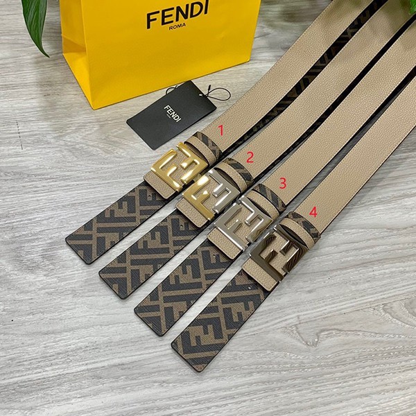 Classic Fendi Grey Leather Belt Replica 4.0cm fey24455